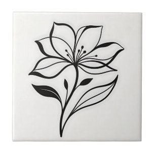 Azulejo Silueta de Flor de Lirio Elegante
