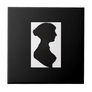 Azulejo Silueta de Jane Austen sobre negro