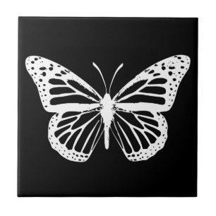 Azulejo Silueta de mariposa monarca blanca encendida