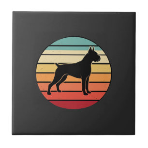 Azulejo Silueta de perro boxeador vintage retro al atardec