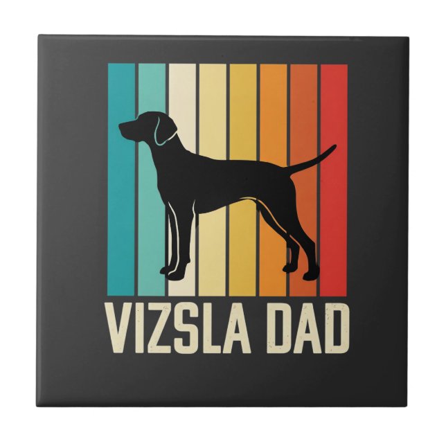 Azulejo Silueta de perro Retro Vizsla Papá (Frente)