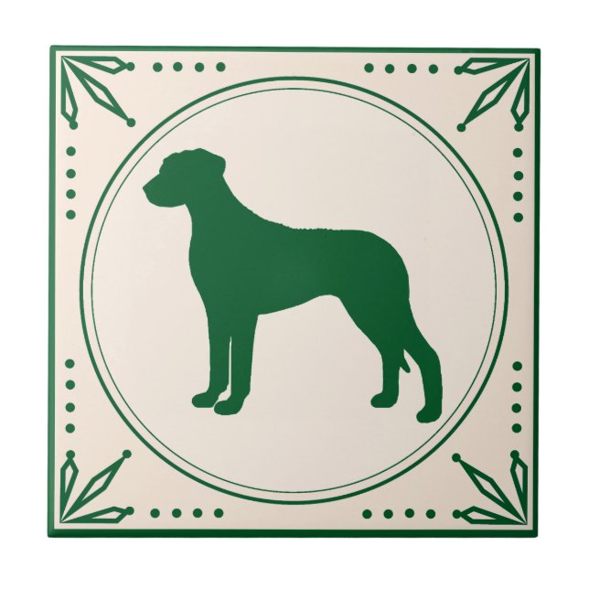 Azulejo Silueta de Verde del país de Rhodesian Ridgeback (Frente)