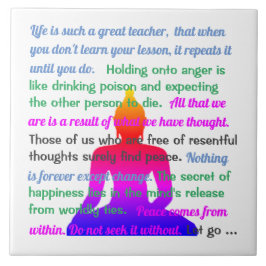 Azulejo Silueta multicolor de Buda con dichos