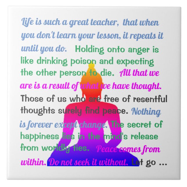 Azulejo Silueta multicolor de Buda con dichos (Frente)