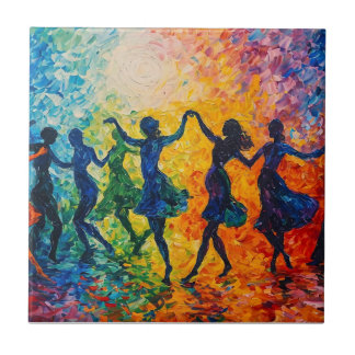 Azulejo Siluetas coloridas bailando