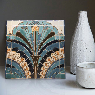 Azulejo Simbolismo de la pluma de pavo real Arte Deco Bell