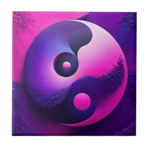 Azulejo Simbolismo de Yin Yang, colorido y vibrante ilumin