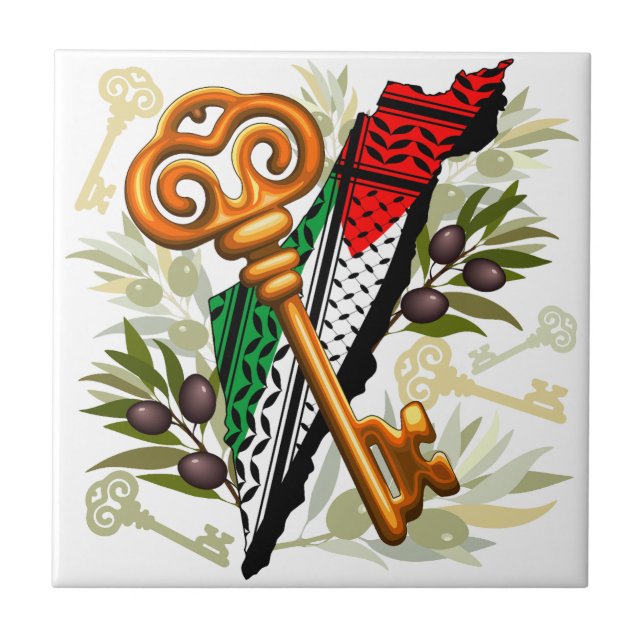 Azulejo Símbolo clave palestino del derecho de retorno (Frente)