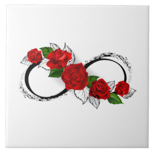 Azulejo Símbolo de infinito con rosas rojas