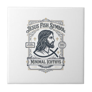 Azulejo Símbolo de pez de Jesús Ichthys mínimo Pez de Jesú