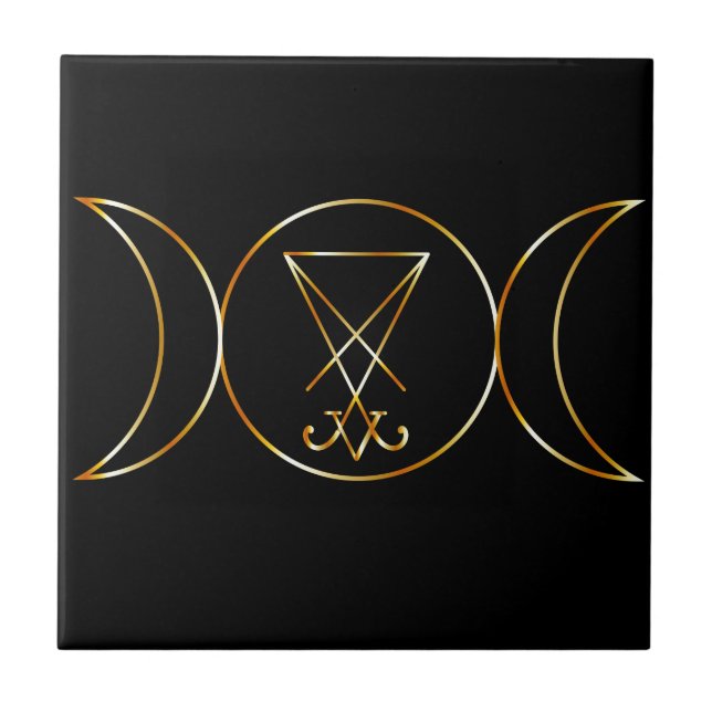 Azulejo Símbolo de Wiccan, diosa triple (Frente)