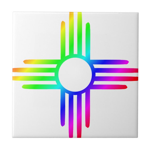 Azulejo Símbolo de Zia Arcoiris de Nuevo México (Frente)