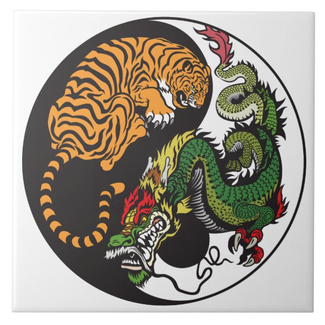 Azulejo símbolo dragón y tigre yin yang (Frente)