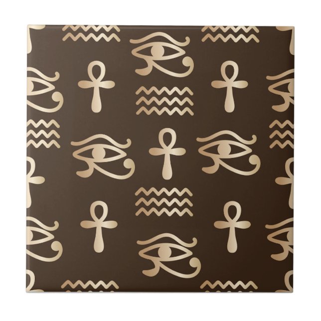 Azulejo Símbolo egipcio Ankh Horus Oye Pattern (Frente)