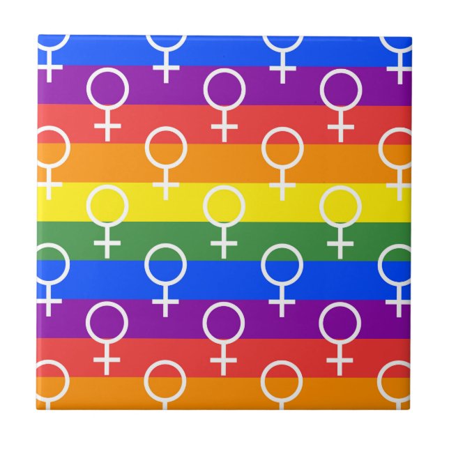 Azulejo Símbolo femenino patrón arco iris (Frente)