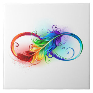 Azulejo Símbolo infinito con pluma arco iris