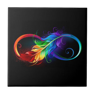 Azulejo Símbolo infinito con pluma arco iris
