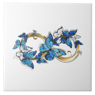 Azulejo Símbolo infinito de mariposas Morpho azules