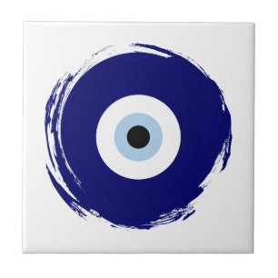 Azulejo Símbolo moderno del ojo azul maligno para la buena