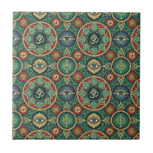 Azulejo Símbolo Sagrado Mandala Zen - Patrón Espiritual