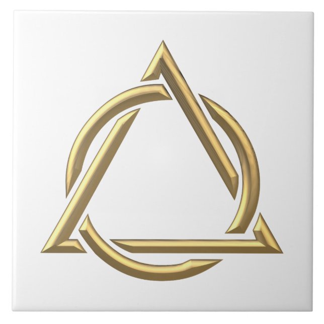 Azulejo Símbolo "tridimensional" de oro de la trinidad (Frente)