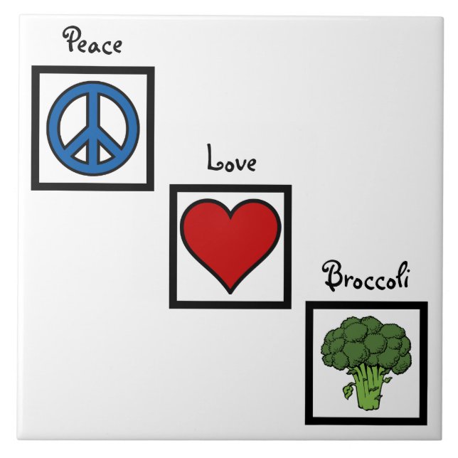 Azulejo Símbolos de Paz Amor y Brócoli (Frente)