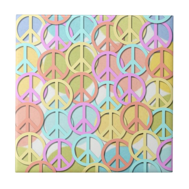 Azulejo Símbolos de paz Pastel Retro 60 MOD Tiles (Frente)