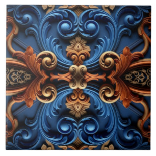 Azulejo Simetría floral barroca ornamentada