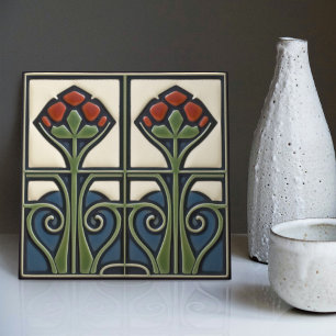 Azulejo Simetría floral de mediados de siglo Movimiento de
