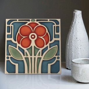 Azulejo Simetría floral de mediados de siglo Movimiento de
