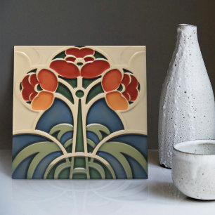 Azulejo Simetría floral de mediados de siglo Movimiento de