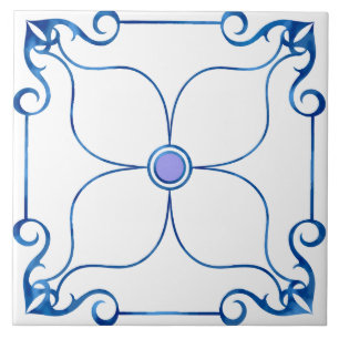 Azulejo Simetría floral mediterránea (Lilac)