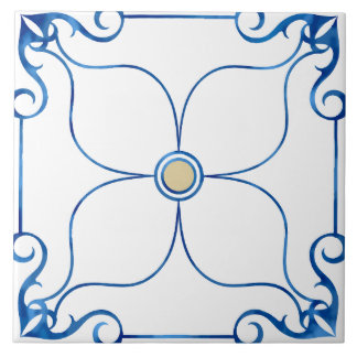 Azulejo Simetría floral mediterránea (mosaico cerámico ama
