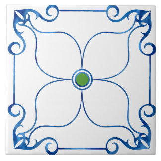Azulejo Simetría floral mediterránea (verde)