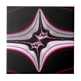 Azulejo Simetría Fractal Espinosa Negra Abstracta Rosa