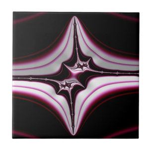 Azulejo Simetría Fractal Espinosa Negra Abstracta Rosa