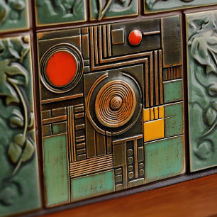 Azulejo Simetría geométrica abstracta de mediados de siglo