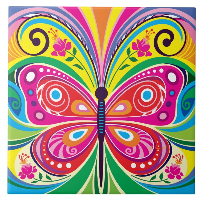 Azulejo Simetría perfecta de mariposa (Frente)