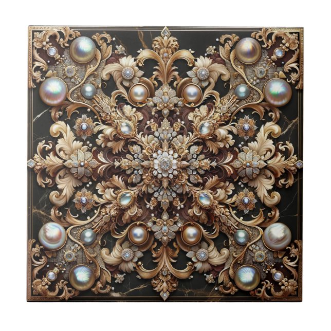 Azulejo Simetría Regal: Obra maestra barroca opulenta (Frente)
