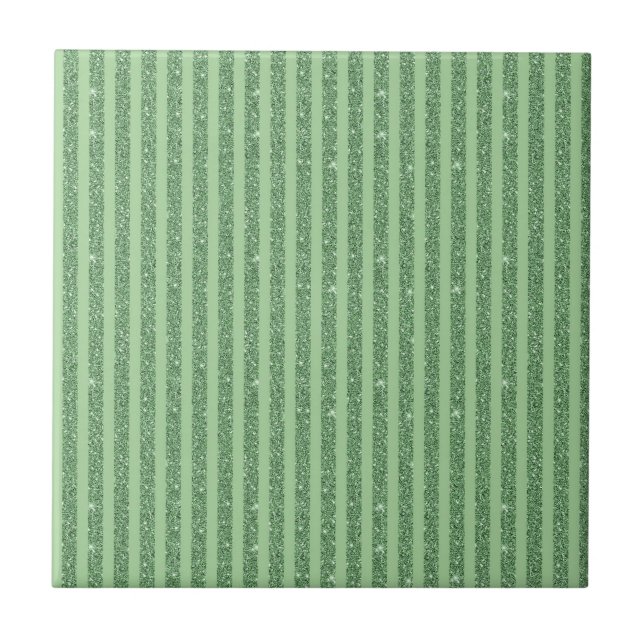 Azulejo Simple Forest Green Glitter Style Vertical Stripes (Frente)