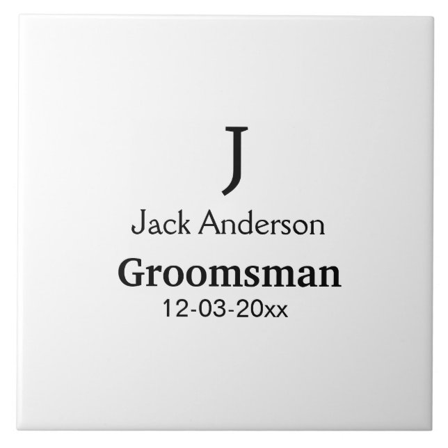 Azulejo SIMPLE MINIMAL añada tu nombre personalizado groom (Frente)