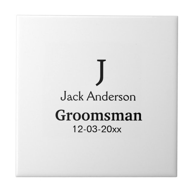Azulejo SIMPLE MINIMAL añada tu nombre personalizado groom (Frente)