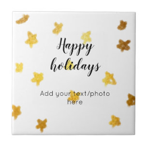 Azulejo simple minimal añade tu texto foto felices fiestas