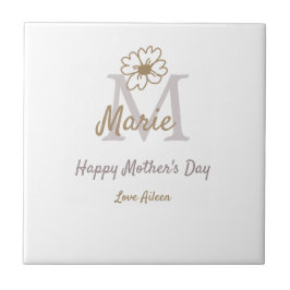 Azulejo simple minimal mother's day monogram golden gray f