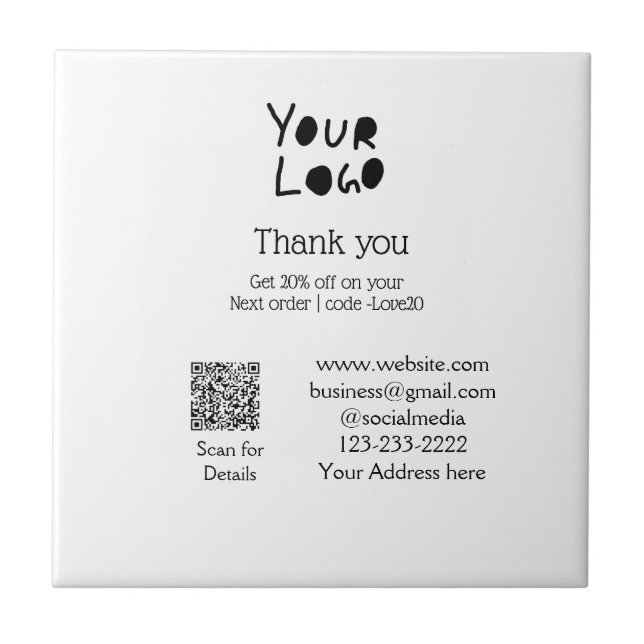 Azulejo simple mínimo añadir el logotipo/diseño aquí texto (Frente)