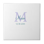 Azulejo simple mínimo añadir nombre monograma púrpura fech<br><div class="desc">diseño hermoso</div>