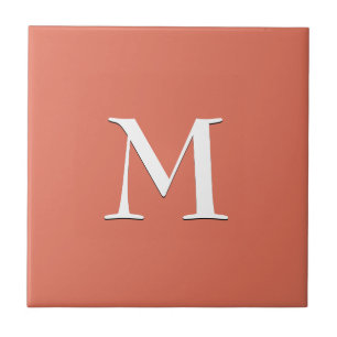 Azulejo Simple MONOGRAM blanco en Terracota