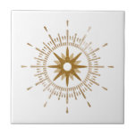 Azulejo Simple Starburst de oro Tile cerámico Celestial<br><div class="desc">Baldosas modernas con un estallido de oro retro que sirve de punto central, complementadas con elementos modernos de diseño de starburst. Diseño sencillo y limpio; diseño de una colección de coordinación. Cree su propio diseño personalizado utilizando los campos proporcionados o utilice el botón "mensaje" para ponerse en contacto con el...</div>