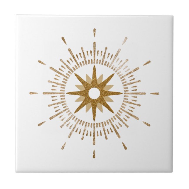 Azulejo Simple Starburst de oro Tile cerámico Celestial (Frente)