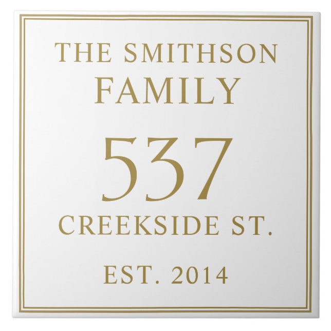 Azulejo Simple White Date Estableció La Placa De La Casa D (Frente)